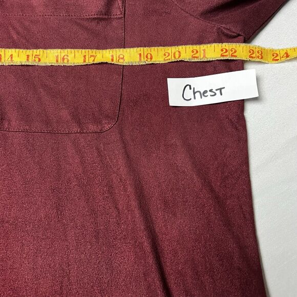 Chico's Everyday Faux-Suede Button-Front Shirt Size 2 (12/14) Burgundy Career - Picture 5 of 9